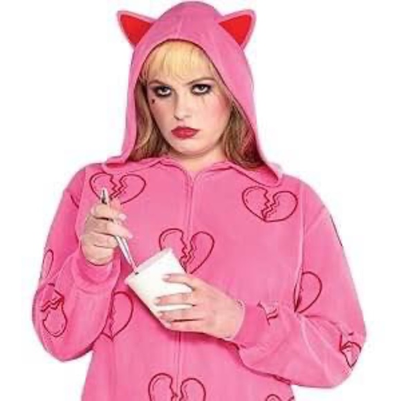 BRAND NEW women harley quinn break up jumpsuit onesie size L / XL (up to size 16 - Picture 2 of 5